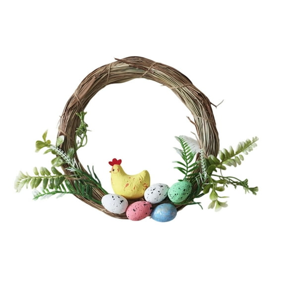 TACILIP Room Decor, Easter Egg-shaped Rattan Wreath Decoration and Easter Party Garland and Holiday Decoration, Gifts for Mom