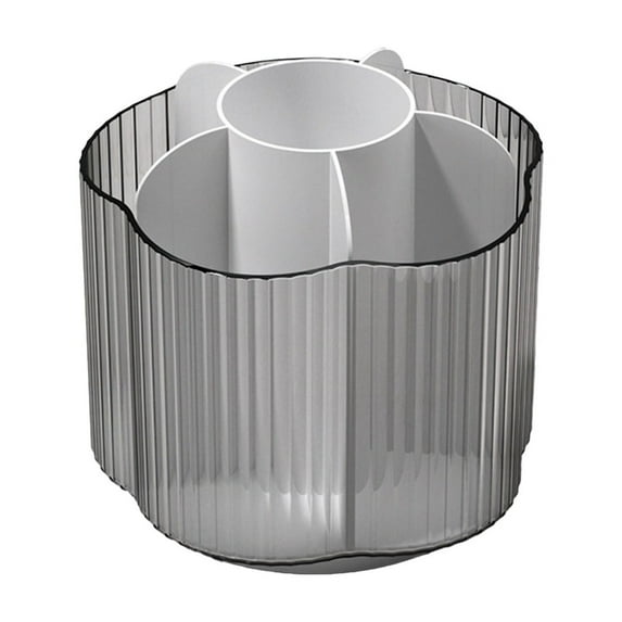 TACILIP Rotating Cosmetics Storage Bin With Compartments And Covers Transparent And Brief Makeup Brush Lipstick Pen Rack Stationery Storage Box Office Storage & Organization, Gifts for Her