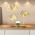 thumbnail image 1 of TACILIP School Supplies, Metal Jewelry Ginkgo Crystal Balls Base Art Gold Statue Leaf Line Sculpture Decoration Home Office Desk Bookshelf, 1 of 6