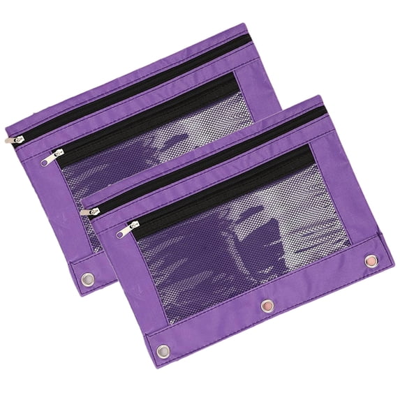 TACILIP School Supplies, Three-hole Pencil Case Zipper Transparent PVC Document Storage Bag Detachable Folder Large Capacity Pencil Case, Student Gifts, 2PC