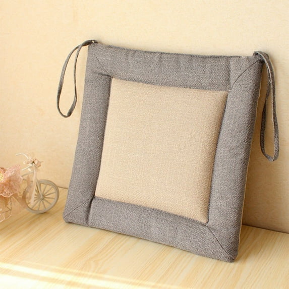 TACILIP Seat Cushions for Kitchen Chairs Linen Cover Chair Cushions for Dining Chairs Non Slip Chair Pads with Ties Washable, Seat Cushion