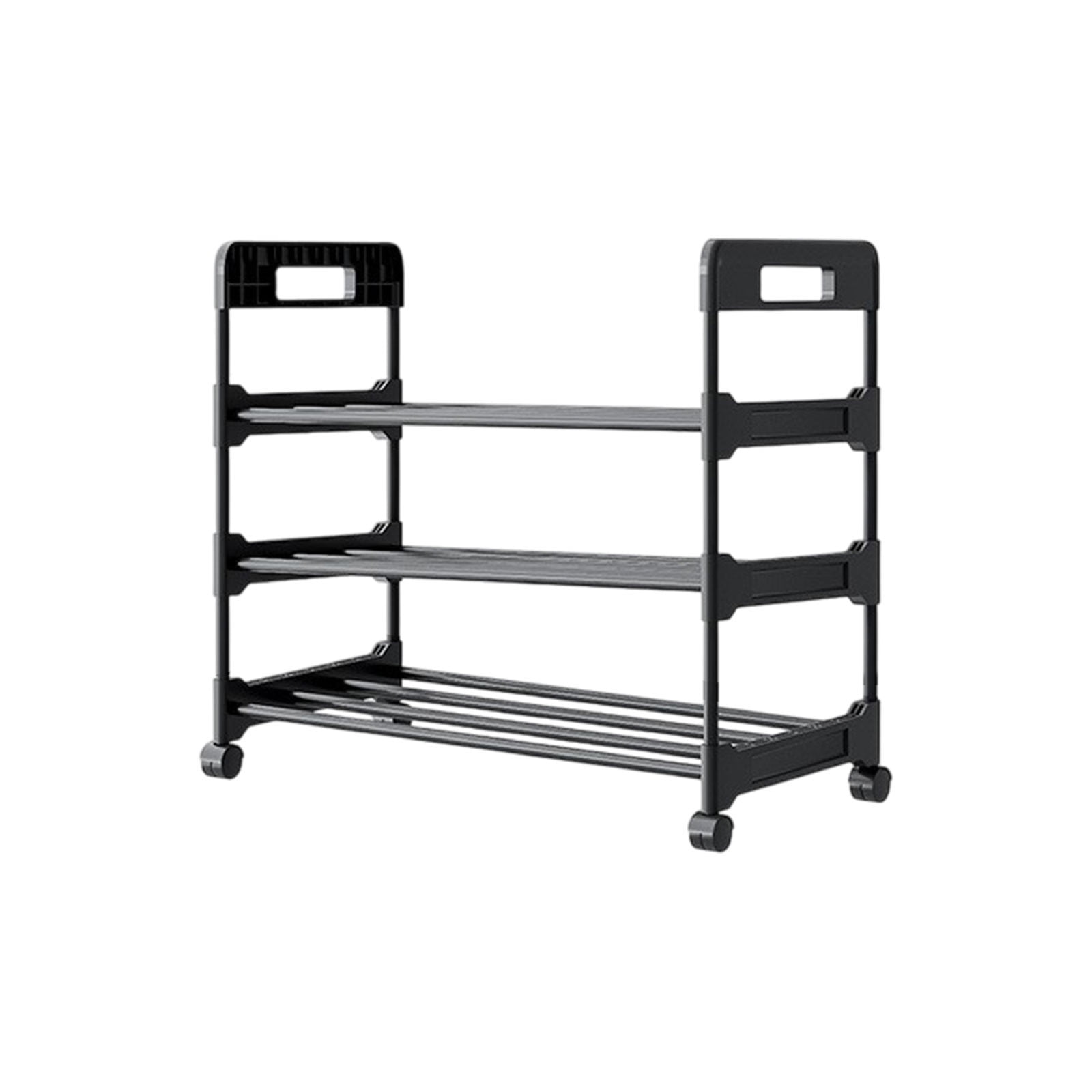 TACILIP Shoe Rack with Wheels Movable Shoe Rack Organizer Three Tier ...