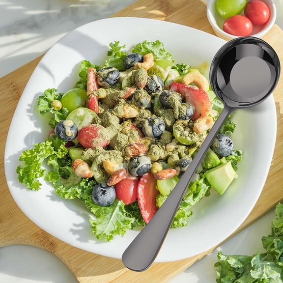 TACILIP Stainless Steel 304 Flat Bottomed Spoons Table Spoons Round Tipped Soup Spoons, Kitchen Gadgets