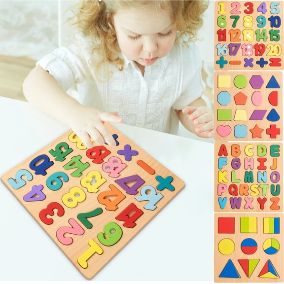 TACILIP Teacher Supplies, Number Puzzle Building Blocks Alphabet Shape Puzzle For And Intelligence Development Learning Tool, Women Gifts