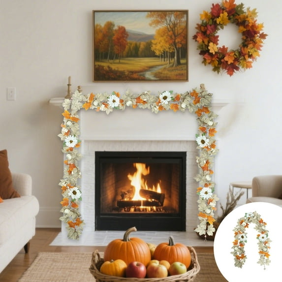 TACILIP Thanksgiving Decor, 5.74Ft Fall Garland Maple Leaf Hanging Vines Garland Artificial Autumns Foliage Garland Thanksgiving Decor for Home Wedding Fireplace Party Christmas, Gifts for Her