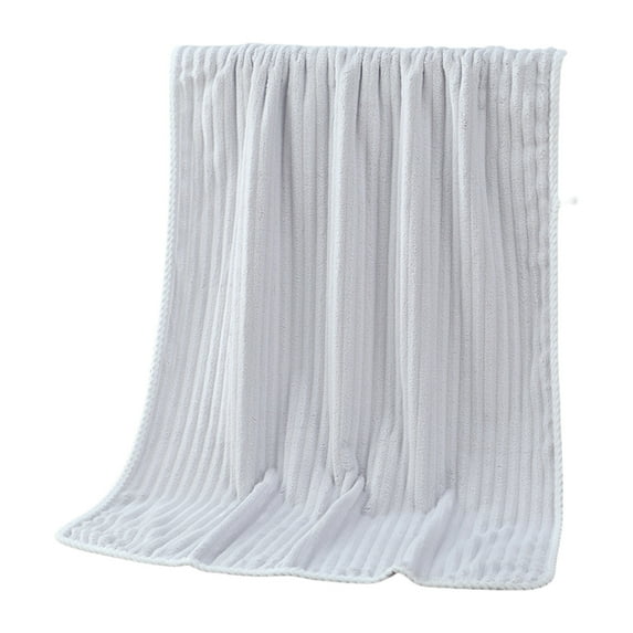 TACILIP Thickened Super Absorbent Solid Color Fleece Bath Towel Large Striped Fleece Bath Towel Precision Lock Side with Hanging Ears Size 55.1x27.5 Inches Towels, Gifts for Mom