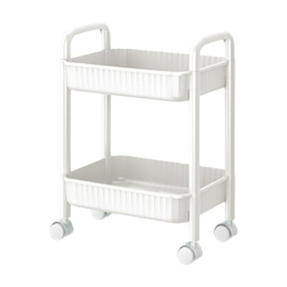 TACILIP Two Tier Rolling Cart with Wheels A Practical Cart with Handles and Locking Swivel Casters Suitable for Storage In The Kitchen Office and Bedroom, Organization and Storage