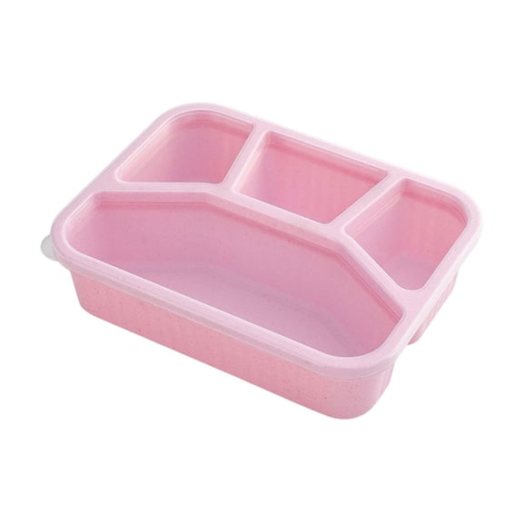 TACILIP Wheats Straw Squares Four Compartments Lunch Box with Transparent Lid Lunch Box Fruit Compartment Refrigerator Fresh Complementary Food Box School Supplies, Birthday Gifts