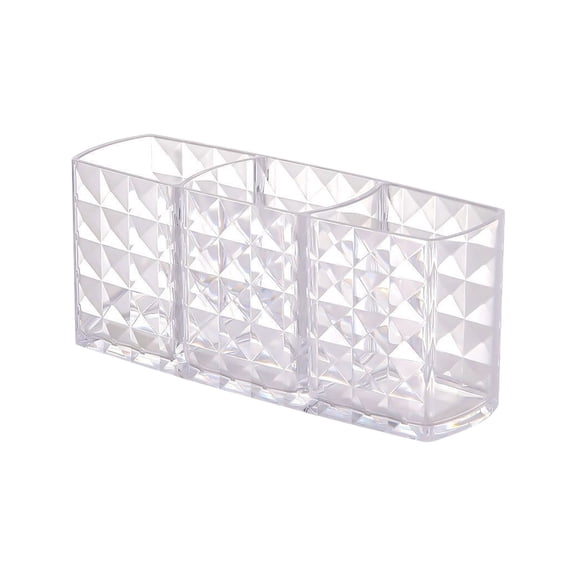 TACILIP Womens Gifts, Cosmetic Organizer Three Compartments Tube Transparent Acrylic Eyebrow Pencil Makeup Brush Storage Box, Home Storage, 1PC