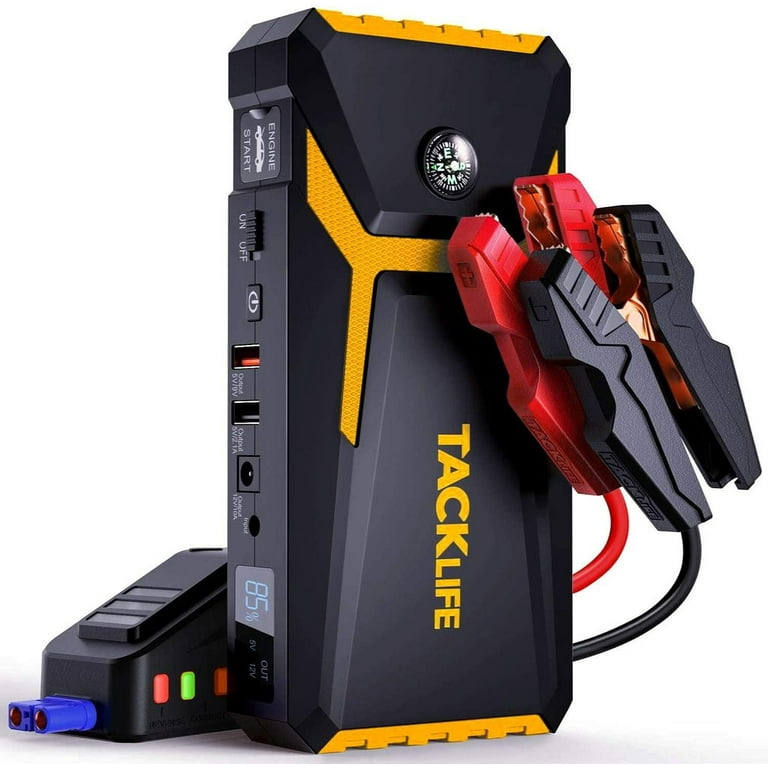 TACKLIFE 800A Peak 18000mAh Car Jump Starter (up to 7.0L Gas, 5.5L Diesel  Engine), 12V Auto Battery Booster | T8 Yellow