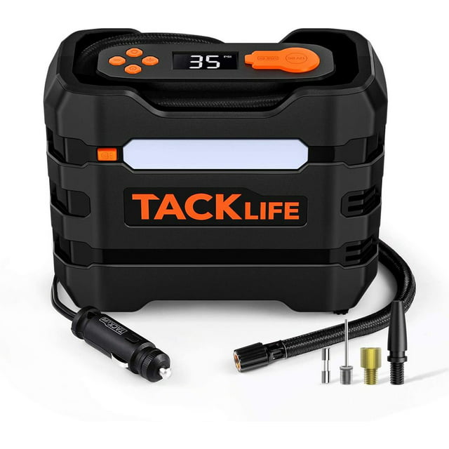 TACKLIFE Car Tire Inflator 12V DC Portable Air Compressor with 3 LED Lights | Orange A6