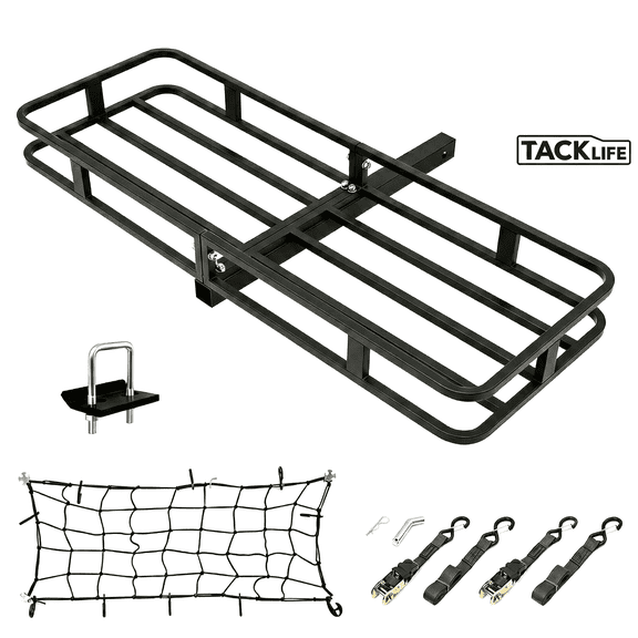 TACKLIFE Hitch Mount Cargo Carrier,53"19" 5" Heavy Duty Hitch Mount Rear Luggage Rack with Net & Snap, 500 Lbs Capacity,  2'' Receiver for SUV, Car,RV