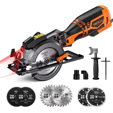 Mini Circular Saw 710W With Laser Guide – 3500RPM, 0-45° Bevel Cut, Includes 6 Blades (Blue)