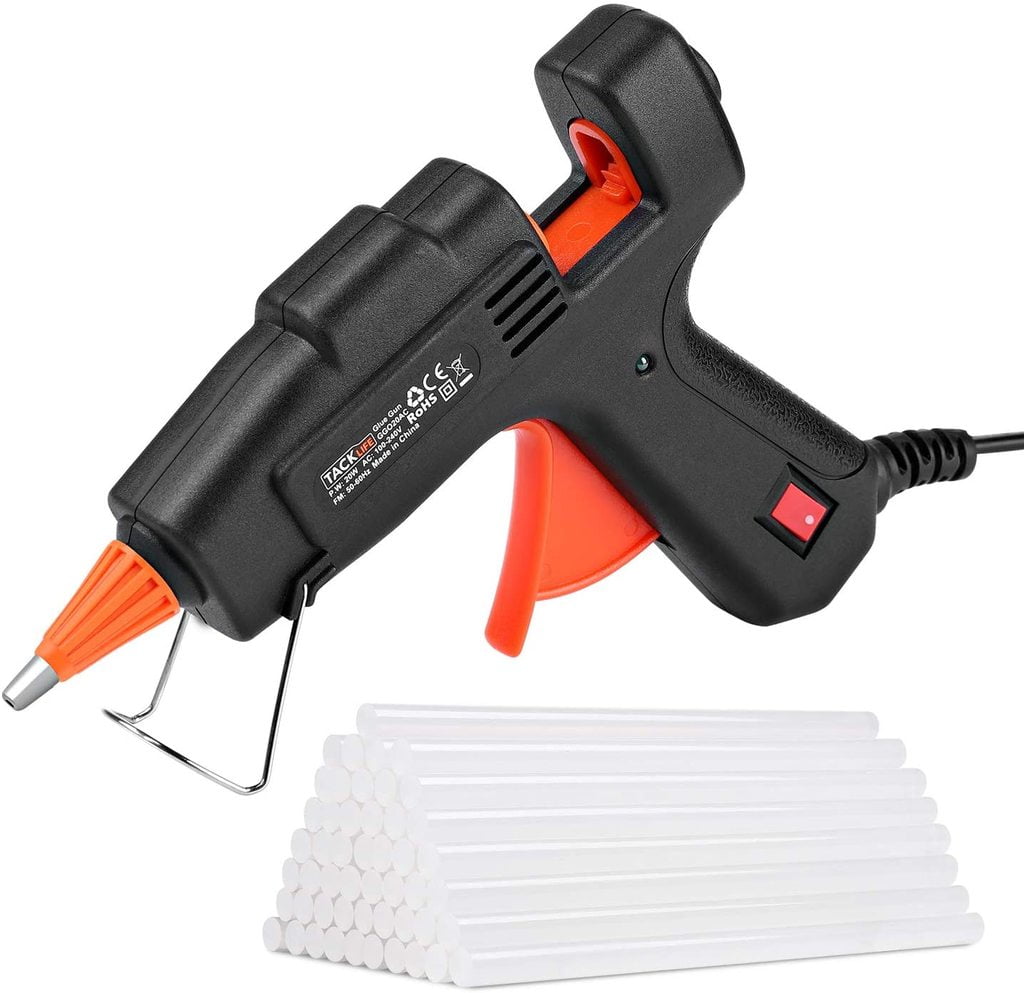 TACKLIFE Mini Hot Glue Gun 20w with 30 Pcs EVA Glue Sticks Flexible Trigger  High Temp Overheating Protection and Heating Up Quickly Hot for DIY Small