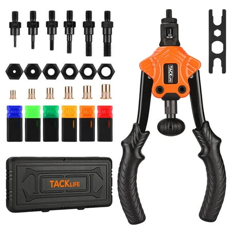 TackLife Rivet Nut Tool Rivet Gun Reamer 3 in 1 Set M5 M6 M8 SAE Metric Mandrels Aluminum Rivets Carrying Case TLRNG04HD