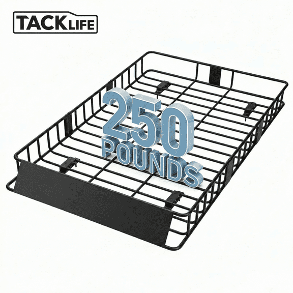 TACKLIFE Roof Rack Cargo Basket,64"39"6"Extension Universal Roof Basket,Capacity 250lb,Luggage Rack for SUV/Car,Black