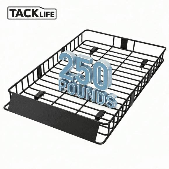 TACKLIFE Roof Rack Cargo Basket,64"39"6"Extension Universal Roof Basket,Capacity 250lb,Luggage Rack for SUV/Car,Black
