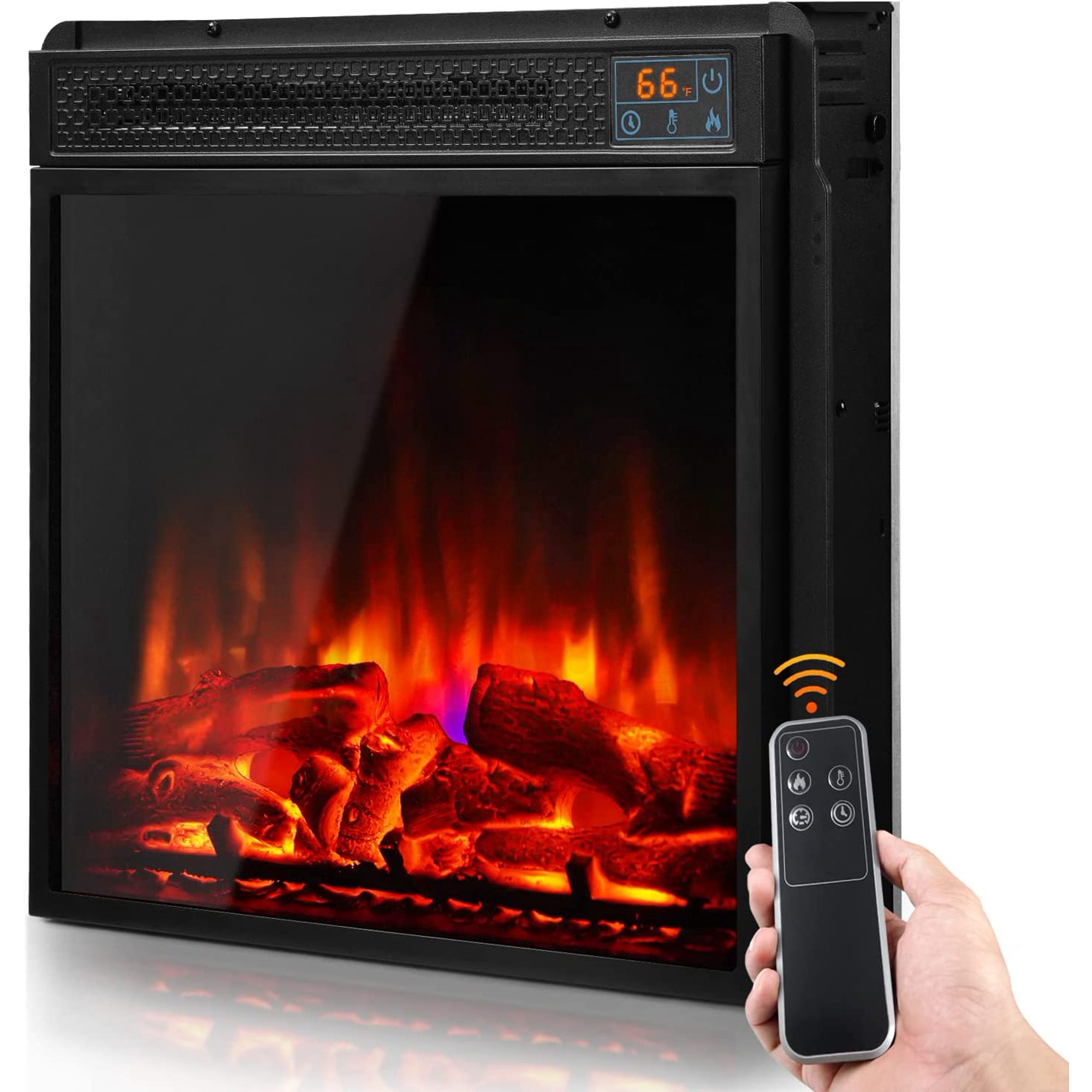 TACKspace 1400W 18'' Electric Fireplace Heater Insert, Fireplace with 3D  Realistic Logs u0026 Flames for TV Stand - Walmart.com