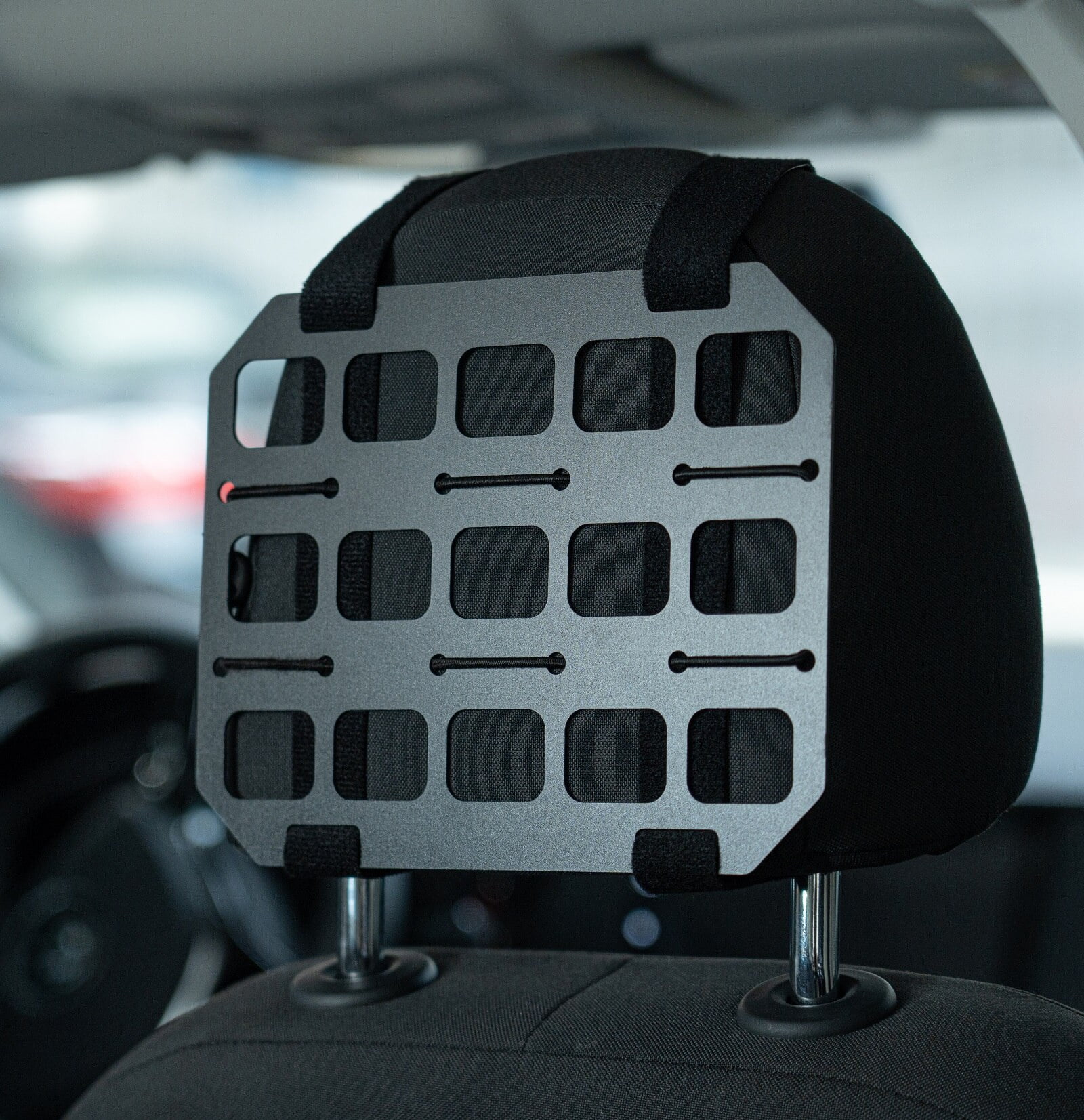TACNEX Vehicle Rigid MOLLE Panel Car Seat Headrest Organizer EDC Pouch Tool Holster Bag Holder Auto Interior Accessories Tactical Gear Rack Truck Equipment Mount Plate Pickup Modular Storage Shelf