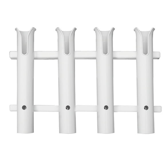 17" Solid White Outdoor-Fishing Taco 4-Rod Poly Metal-Made Rod Rack