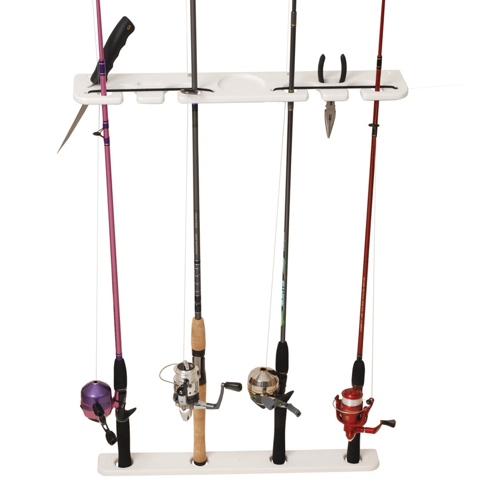 Tarpon Rod Rack Taco Comfort Solutions 4-Rod Deluxe Pontoon Boat Tackle Rack, White ...