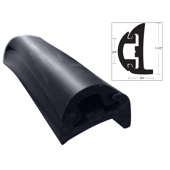 TACO Marine V11-9795BBK50D-2 Semi-Rigid Rub Rail Kit - 1-1/2" x 3/4" x 50', Black