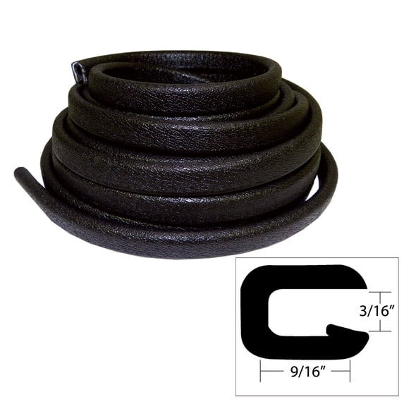 V30-1005B25-1 TACO Flexible Vinyl Trim - 3-16" Opening x 9-16"W x 25 ft. L - Black