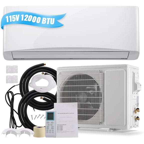 TACOOL 12000 BTU Mini Split Air Conditioner/Heater with Heat Pump 17 SEER2 115V, Max Coverage Area Up to 750 Sq. Ft, Remote Control, R32 Refrigerant White