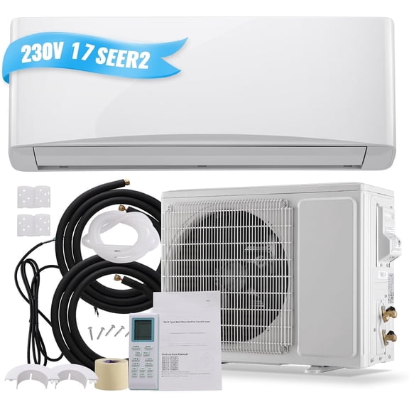 TACOOL 12000 BTU Mini Split Air Conditioner/Heater with Heat Pump 17 SEER2 230V, Max Coverage Area Up to 750 Sq. Ft, Remote Control, R32 Refrigerant White