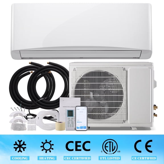 TACOOL 12000 BTU WIFI Enable Mini Split Air Conditioner/Heater with Heat Pump 22 SEER2 230V, Max Coverage Area Up to 750 Sq. Ft, Remote Control, R32 Refrigerant White