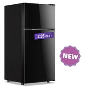 TACOOL 2.35 Cu.ft Small Mini Refrigerator for Office Compact Dual Door Fridge Egg Trey Low Noise, Black
