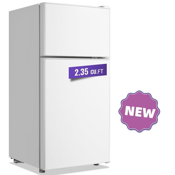 TACOOL 2.35 Cu.ft Small Mini Refrigerator for Office Compact Dual Door Fridge Egg Trey Low Noise, WHITE