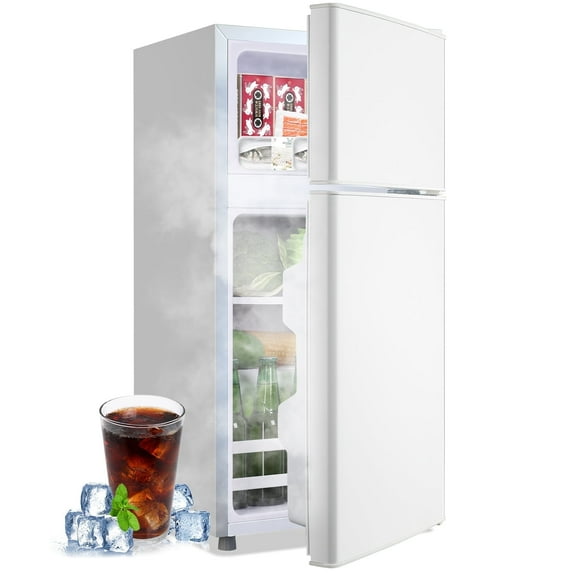 TACOOL 2.4 Cu.Ft Small Refrigerator with Freezer, Mini Fridge with Top Freezer for Apartment, Bedroom, Double Door, White