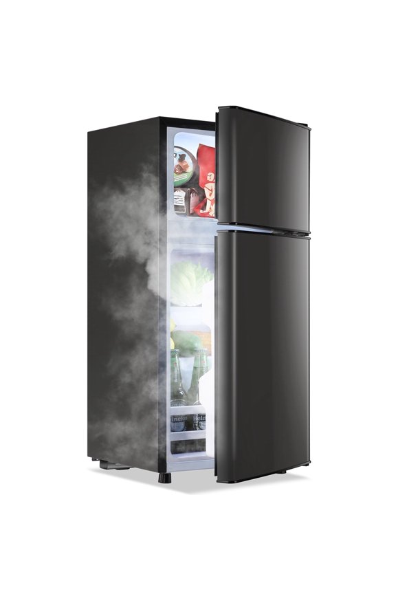 2.2Cu.Ft Small Refrigerator with Freezer, Mini Fridge with Top Freezer for Apartment, Bedroom, Double Door, Dark Grey