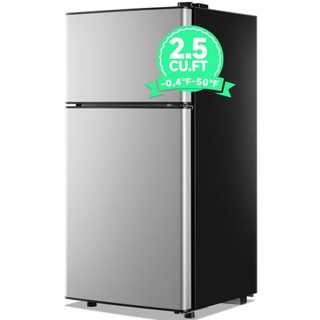 TACOOL 2.5Cu.ft Small Refrigerator Mini Fridge for Dorm with Drink Holder and Egg Tray, Silver