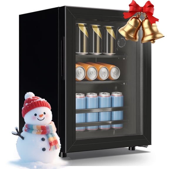 TACOOL 45Cans Mini Beverage Refrigerator Cooler, Mini Fridge with Glass Door 7 Temperature Setting for Home/Bar/Office
