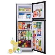 TACOOL 5.0 Cu.ft Double Door Mini Fridge with Top Freezer Compact Refrigerator for Home, Grey, New