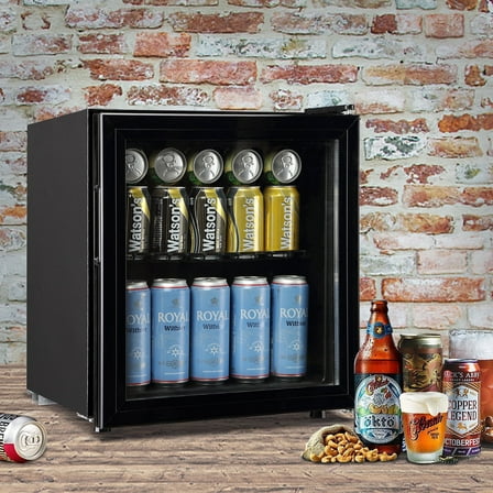 TACOOL 50Cans Mini Beverage Refrigerator Cooler, Mini Fridge with Glass Door 7 Temperature Setting for Home/Bar/Office