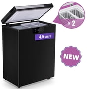 TACOOL Chest Freezer 4.5 Cu.ft Large Capacity Electronic Temperature Control Digital Display with 2 Removable Basket Small Mini Deep Freezer Top Open Door Black