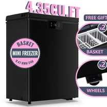 TACOOL Mini Chest Freezer with LED Touch Screen Control from -18℉to 50℉ Two Removable Baskets Small Freezer 4.35Cu.ft BLACK