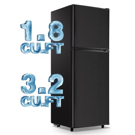 TACOOL Mini Fridge with Freezer 5.0Cu.ft Two Door Small Compact Refrigerator, Low Noise, Black, New