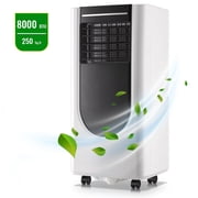TACOOL Portable Air Conditioner 8000 BTU ASHARE 4400 BTU SACC for Rooms up to 250 Sq.ft., Mobile Freestanding AC Units with Remote Control and Window Kit, 24Hrs Timer for Basement