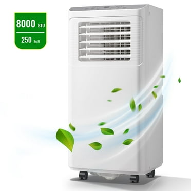 TACOOL Portable Air Conditioner 8000 BTU ASHARE (4400 BTU SACC) for Rooms up to 250 Sq.ft., Mobile Freestanding AC Units with Remote Control and Window Kit, 24Hrs Timer for Home, White