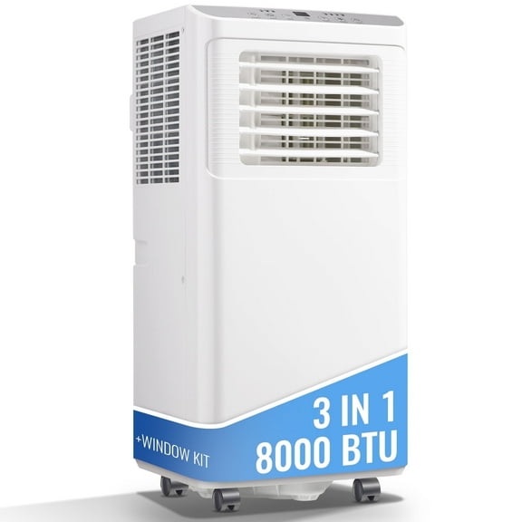 TACOOL Portable Air Conditioner 8000 BTU Portable Ac Unit up to 250 Sq, 3 IN 1 with Remote Control, All White, New