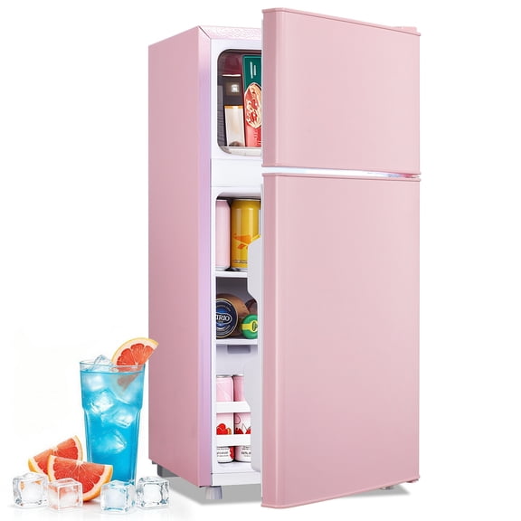 TACOOL Refrigerator with Top Freezer 2.4Cu.ft Two Door Small Mini Fridge for Person Use with Egg tray,Pink