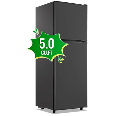 TACOOL Refrigerator with Top Freezer 4.5Cu.ft Two Door Small Mini Fridge with Extra Drink Space for Home Office Dorm Grey