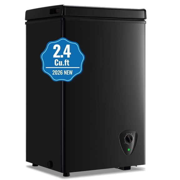 TACOOL Small Mini Chest Freezer with LED Touch Screen 51 Liter Mini Freezer with Wheels Top Open Door Freezer for Home Kitchen Low Noise, Black