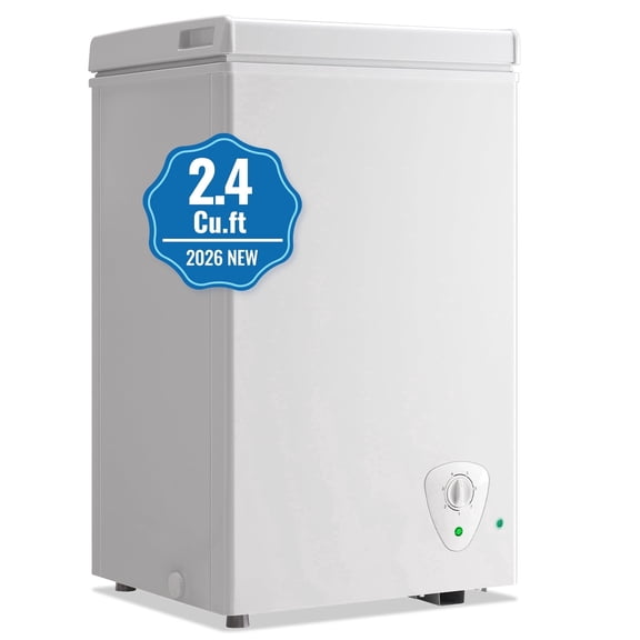 TACOOL Small Mini Chest Freezer with LED Touch Screen 51 Liter Mini Freezer with Wheels Top Open Door Freezer for Home Kitchen Low Noise, White