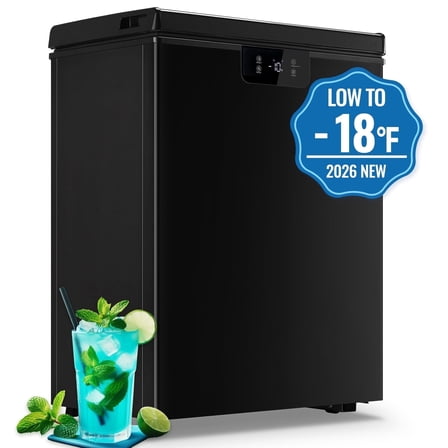 TACOOL Small Mini Chest Freezer with LED Touch Screen 90 Liter Mini Freezer with Wheels Top Open Door Freezer for Home Kitchen Low Noise, Black