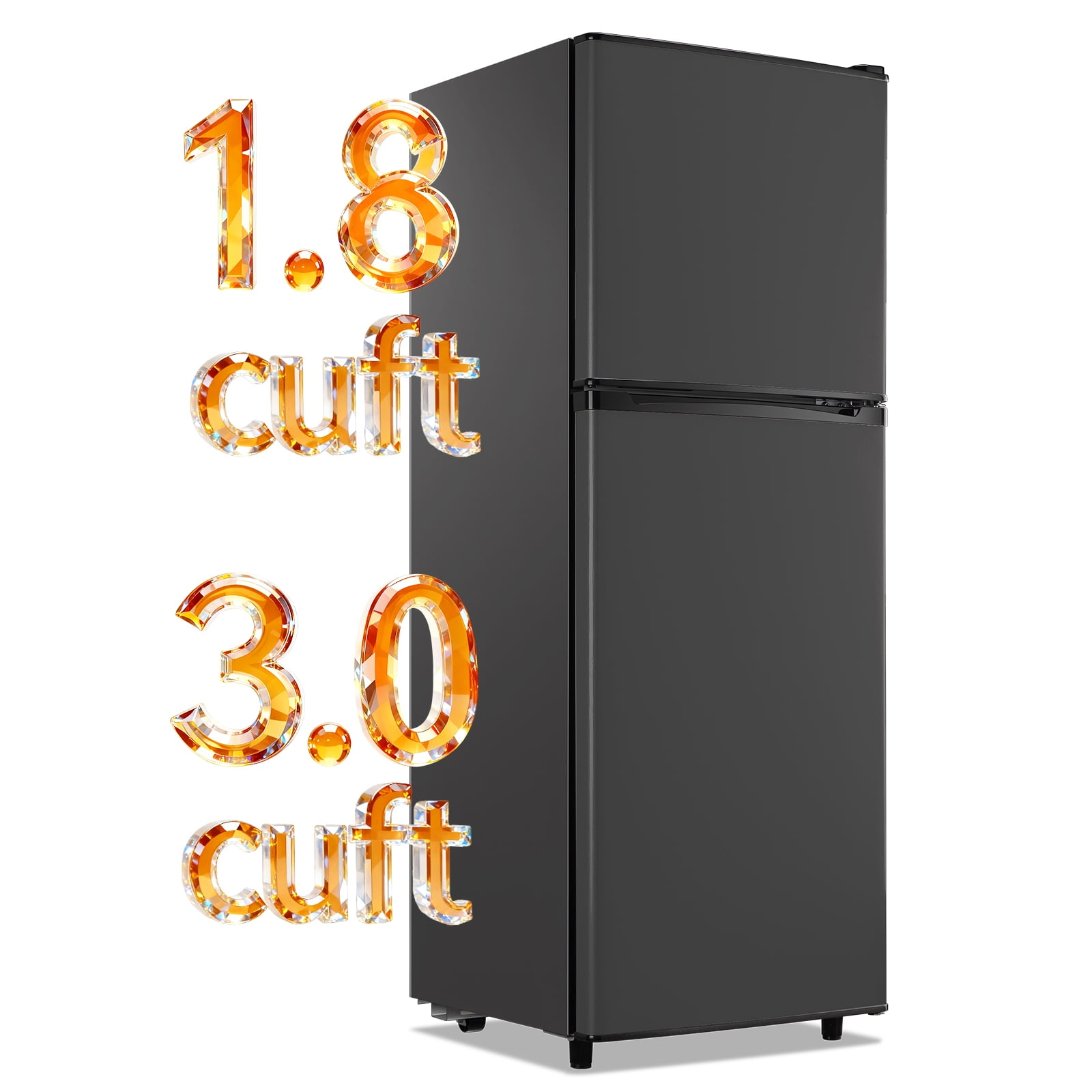 TACOOL Small Mini Fridge with Freezer 4.8Cu.ft Two Door Compact Refrigerator, Low Noise, Energy Saving, Black, New